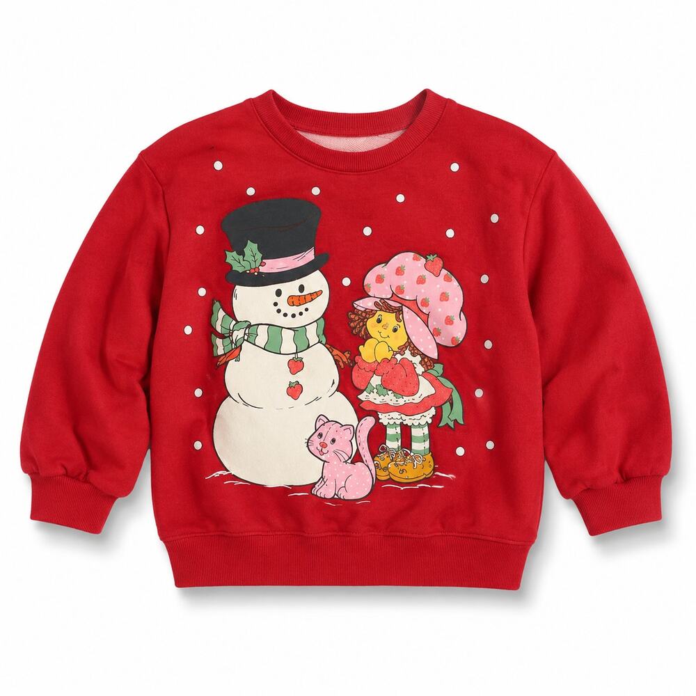 Strawberry Shortcake Girls 3T Christmas Snowman Sweatshirt Red Cotton Perfect